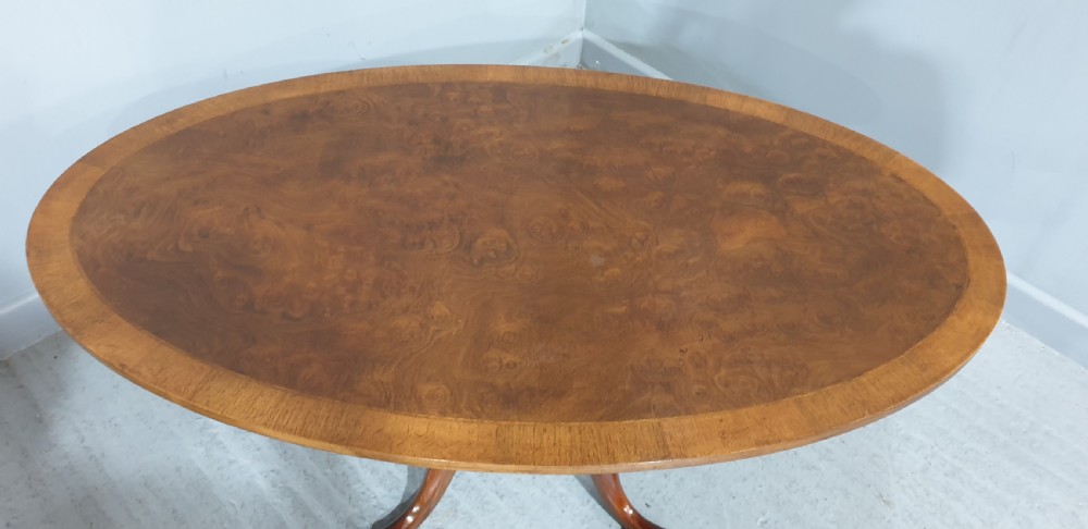 Oval Burr Walnut Coffee Table View III