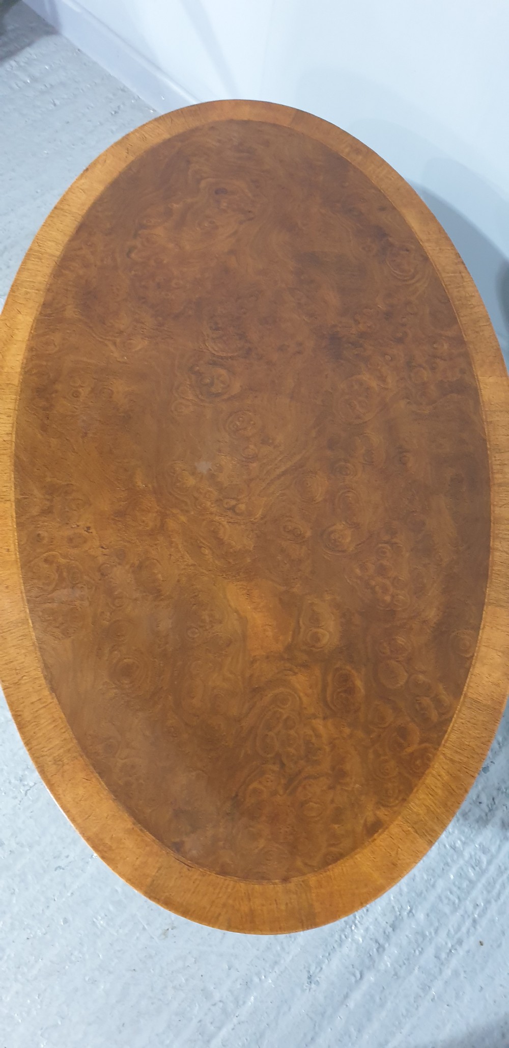 Oval Burr Walnut Coffee Table View V
