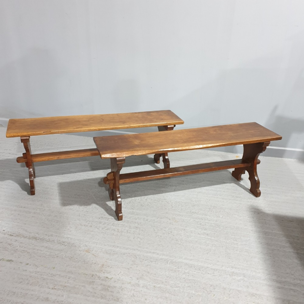 Good Pair Fruitwood Table Benches