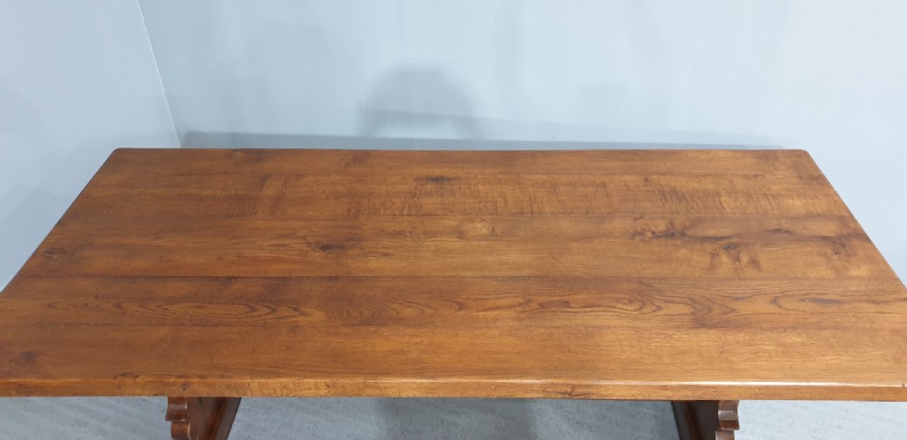 Superb French Oak Refrectory Kitchen Dining Table View VI