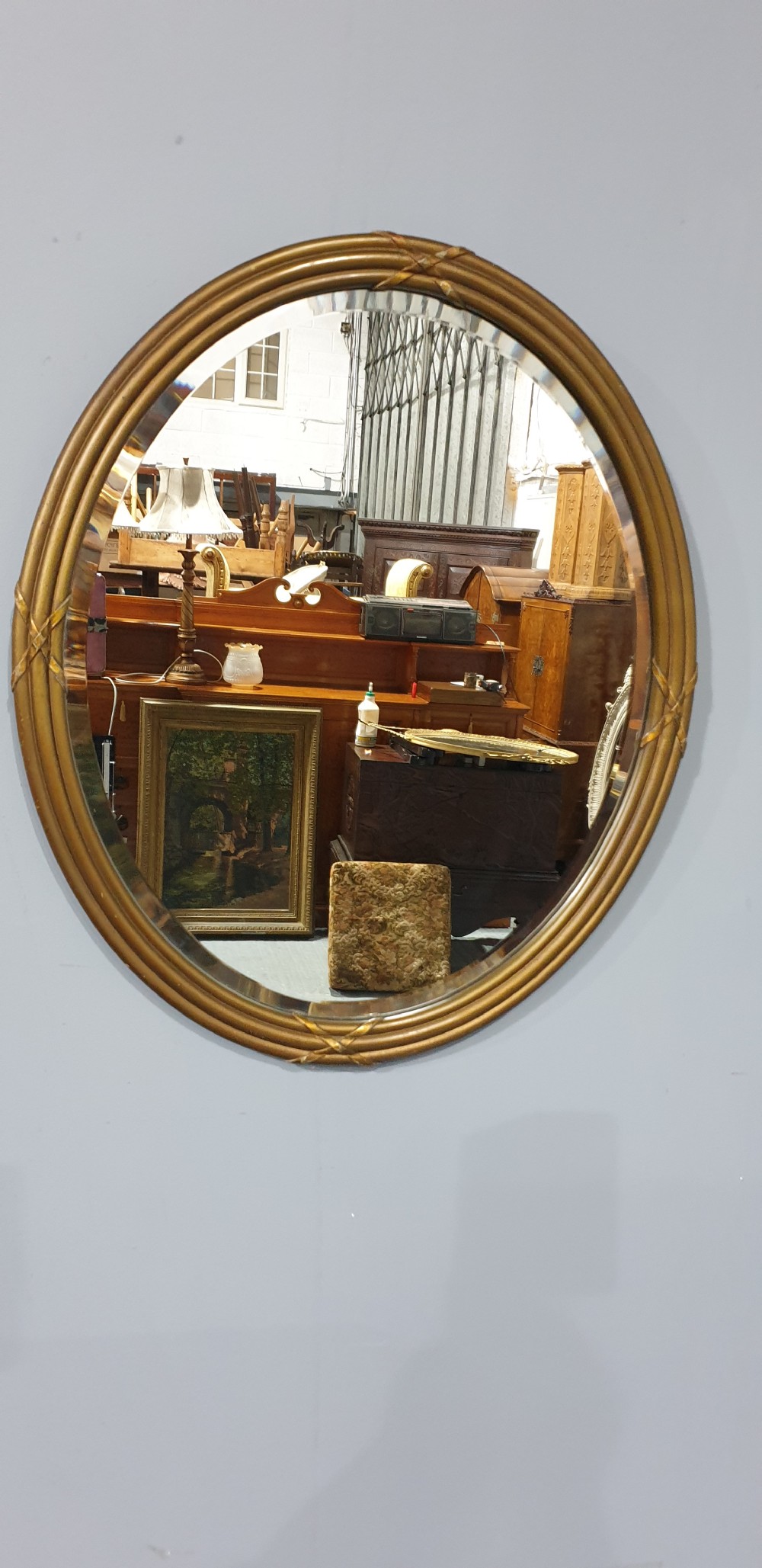 Lovely Edwardian Gilt Oval Mirror View II