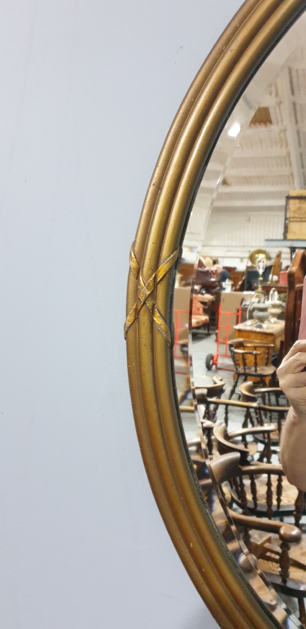 Lovely Edwardian Gilt Oval Mirror View III