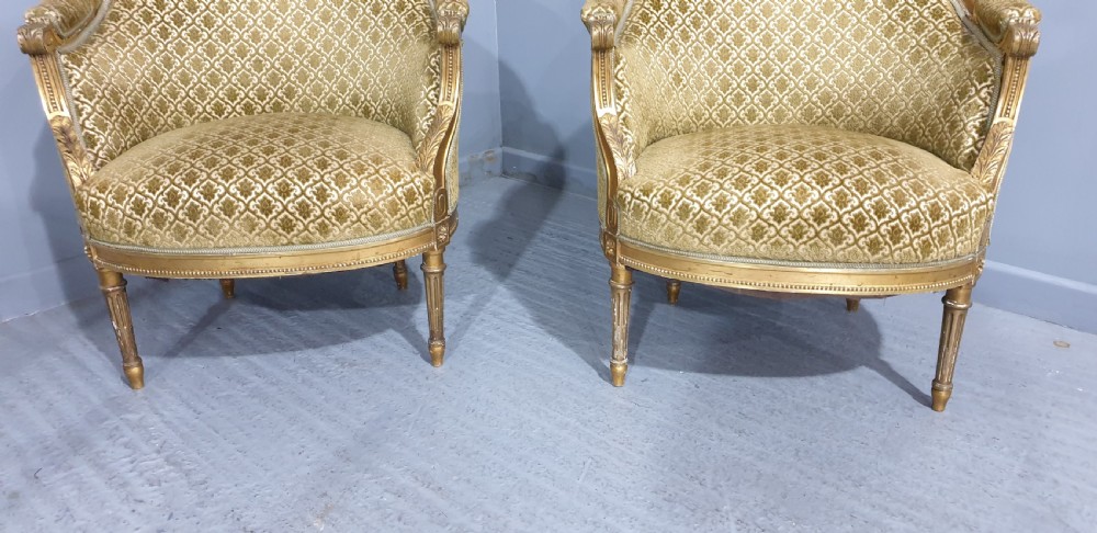 Wonderful Pair Swedish Gilt Tub Chairs View VI