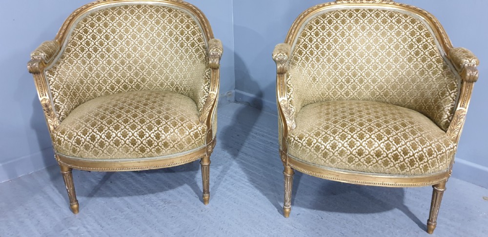 Wonderful Pair Swedish Gilt Tub Chairs View VII