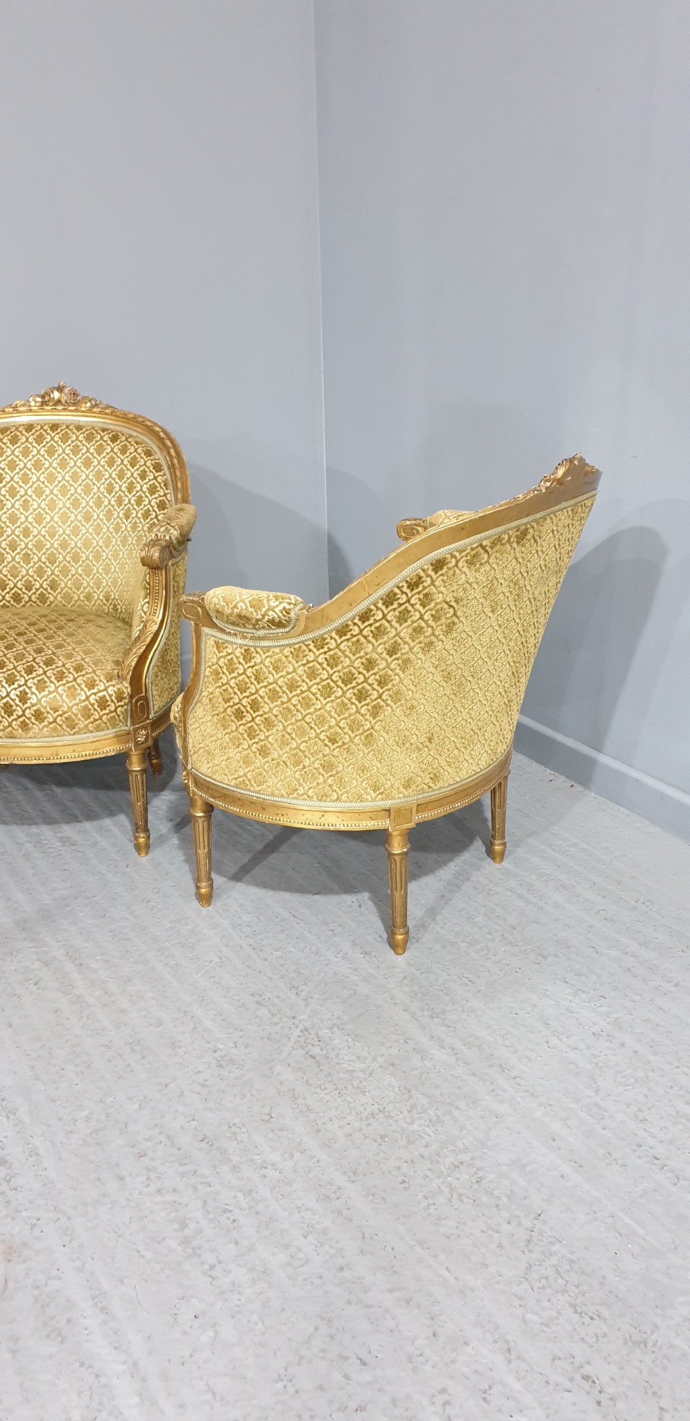 Wonderful Pair Swedish Gilt Tub Chairs View IX