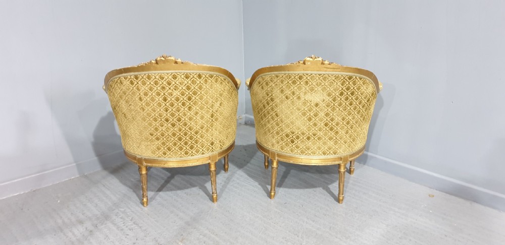 Wonderful Pair Swedish Gilt Tub Chairs View XII