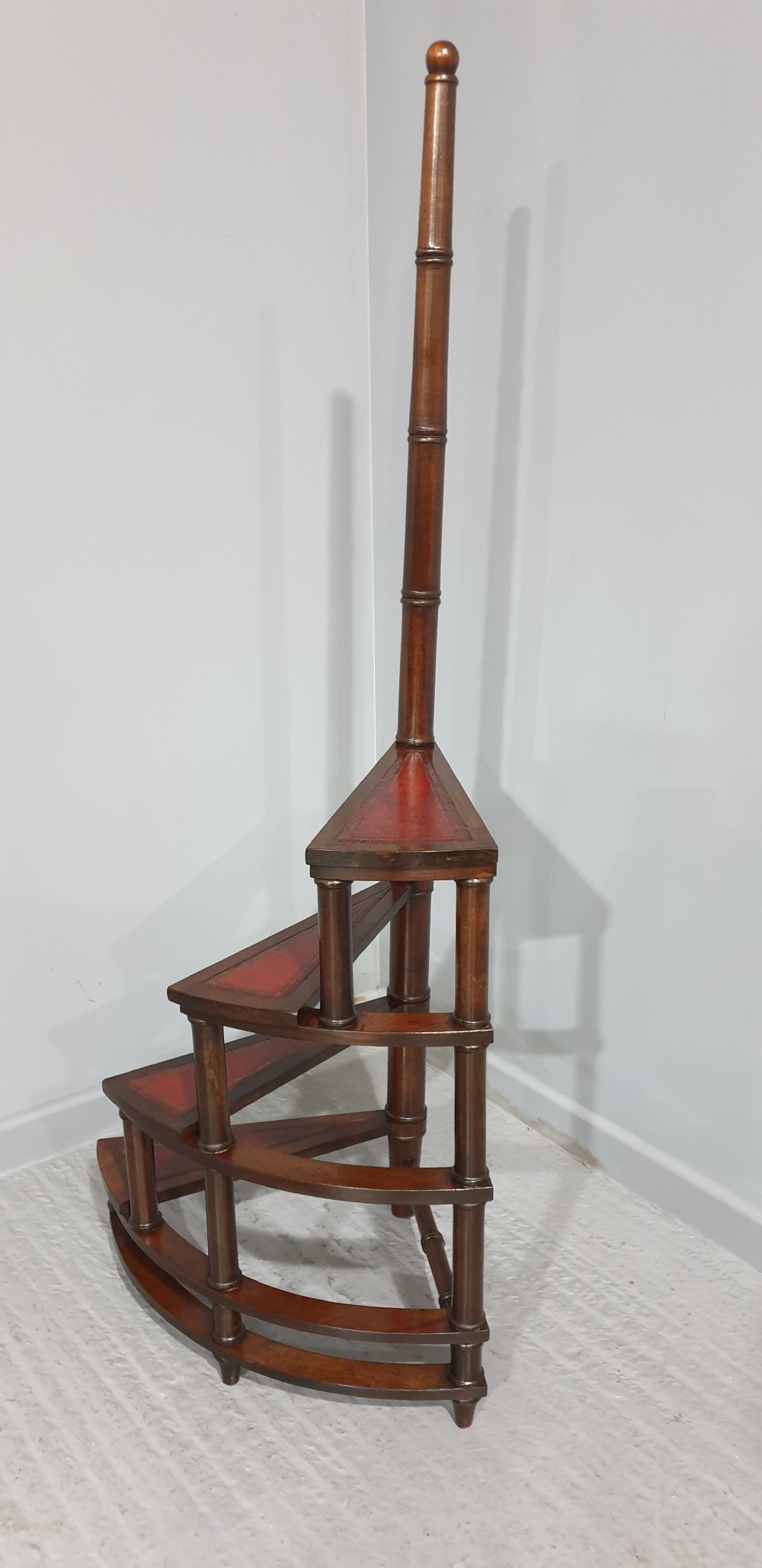 Large Set Mahogany Library Steps View V