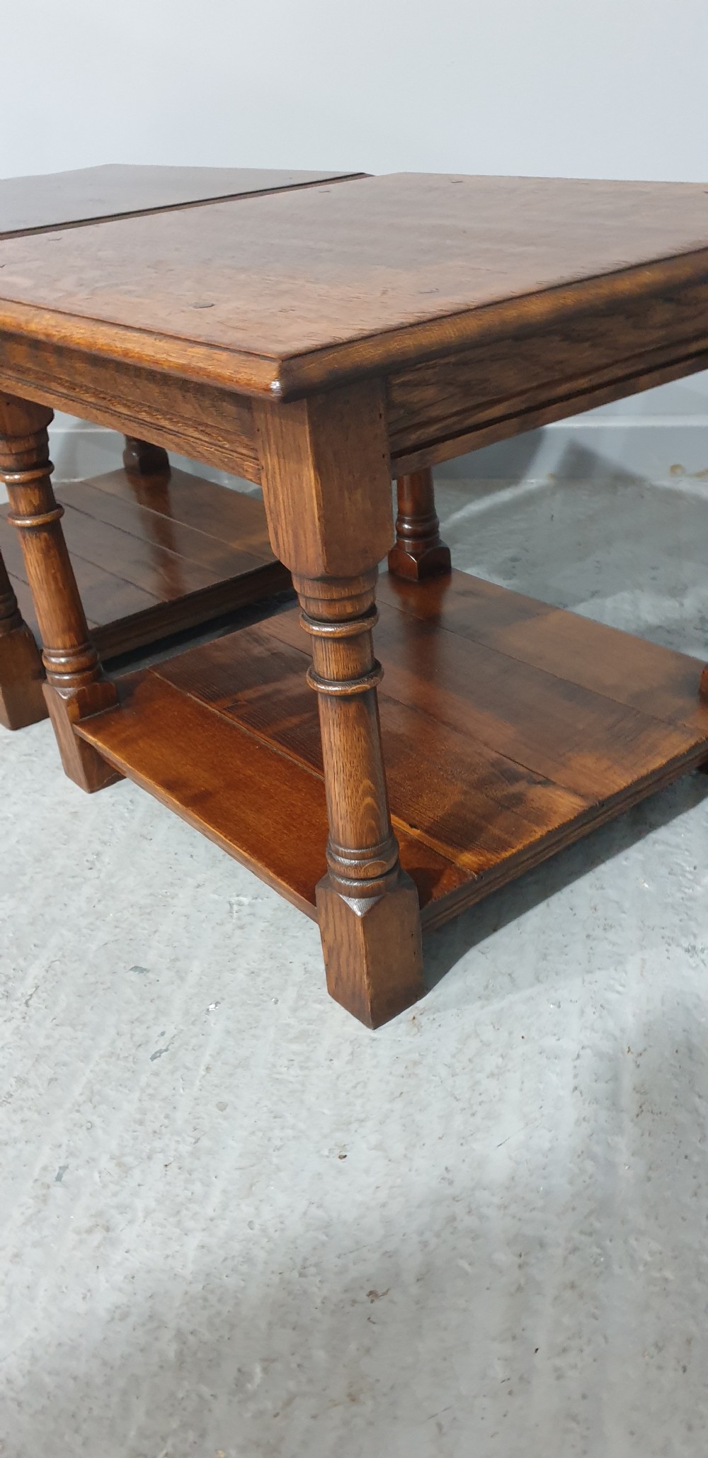 Pair Solid Oak Lamp Bedside Tables View III