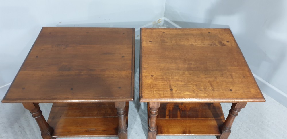 Pair Solid Oak Lamp Bedside Tables View IV