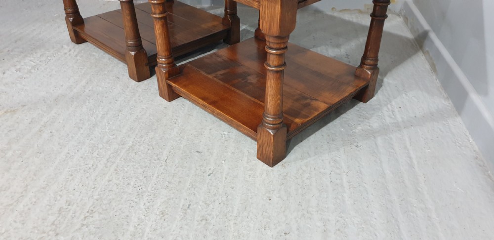 Pair Solid Oak Lamp Bedside Tables View V