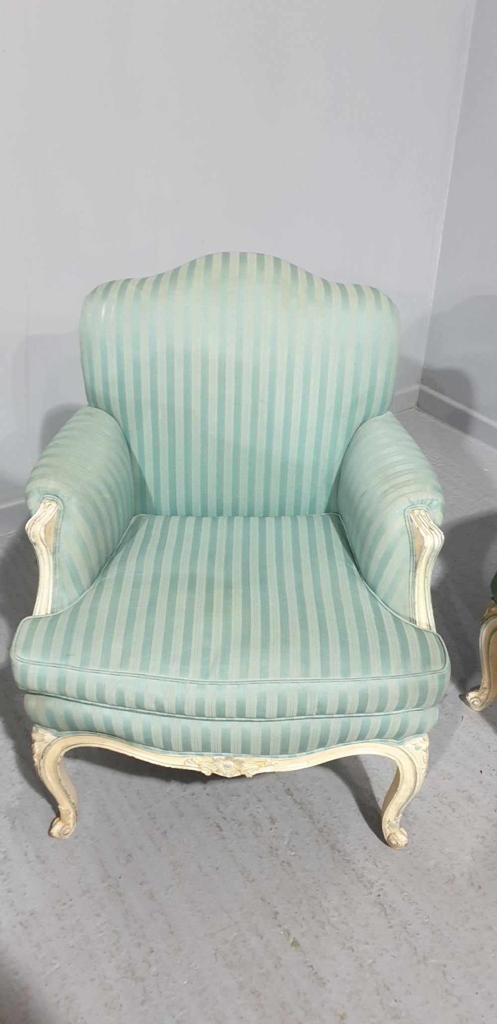 Pair French Painted Bergere Armchairs View IV