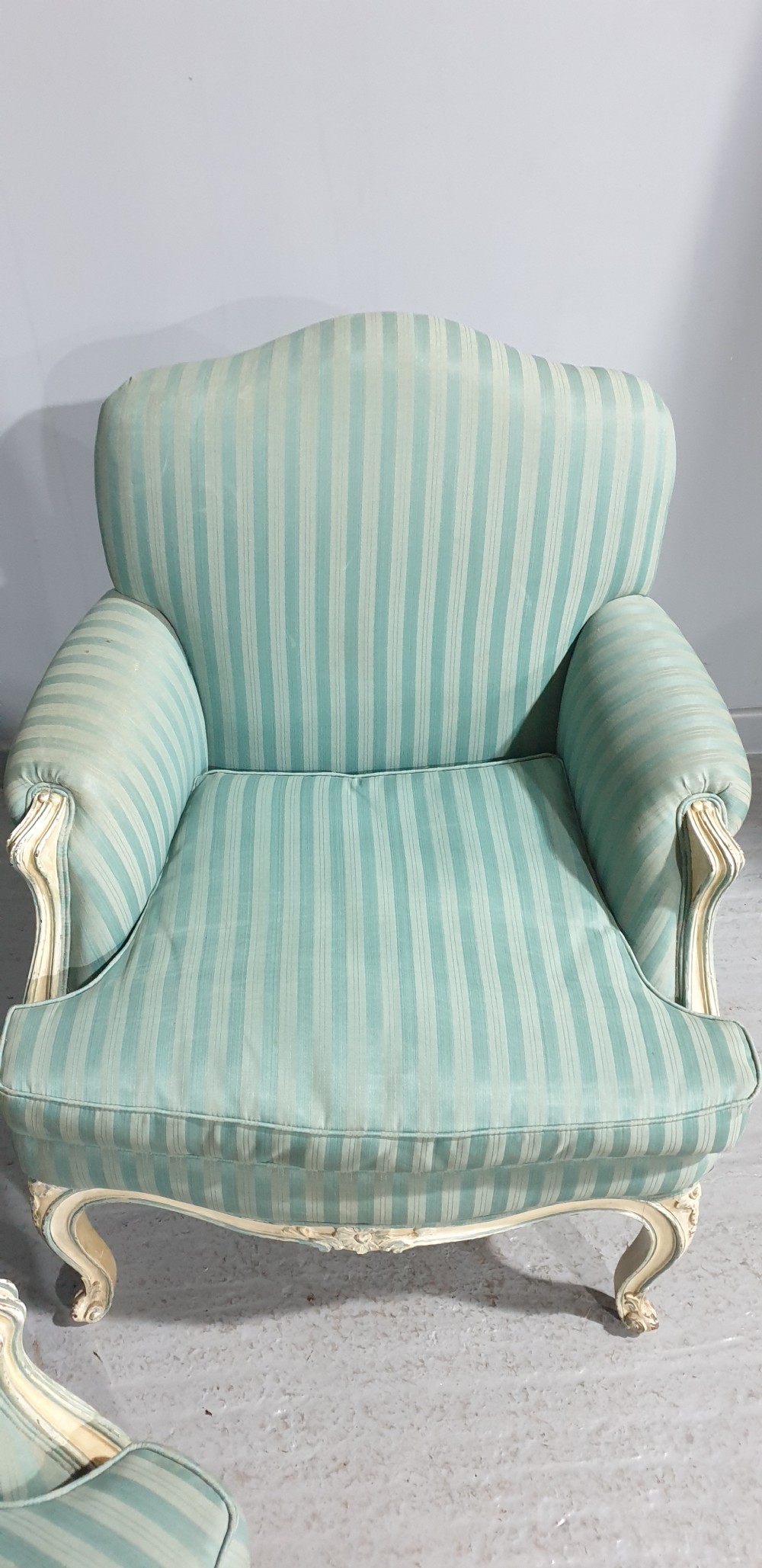 Pair French Painted Bergere Armchairs View VII