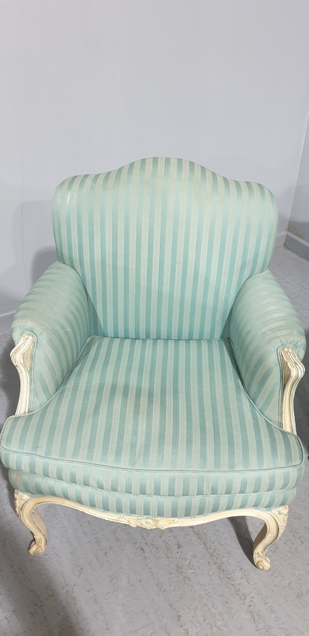 Pair French Painted Bergere Armchairs View VIII