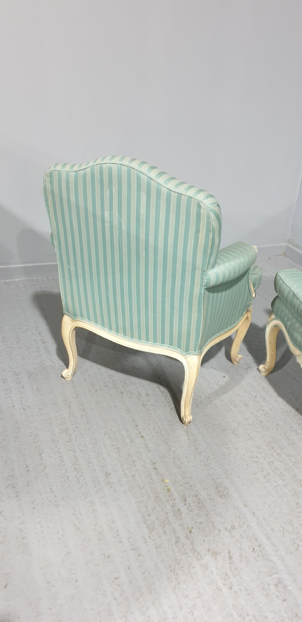 Pair French Painted Bergere Armchairs View IX