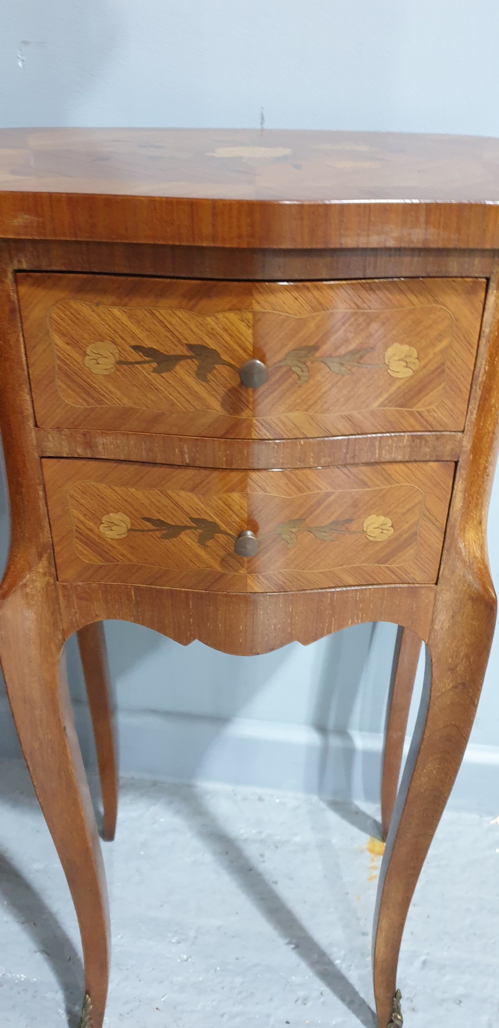 Pair French Marquetry  Bedside Lamp Tables View VIII