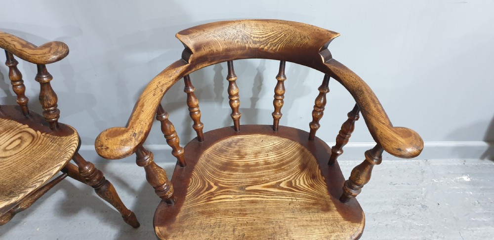 Set Ten English Elm Smokers Bow Chairs View III