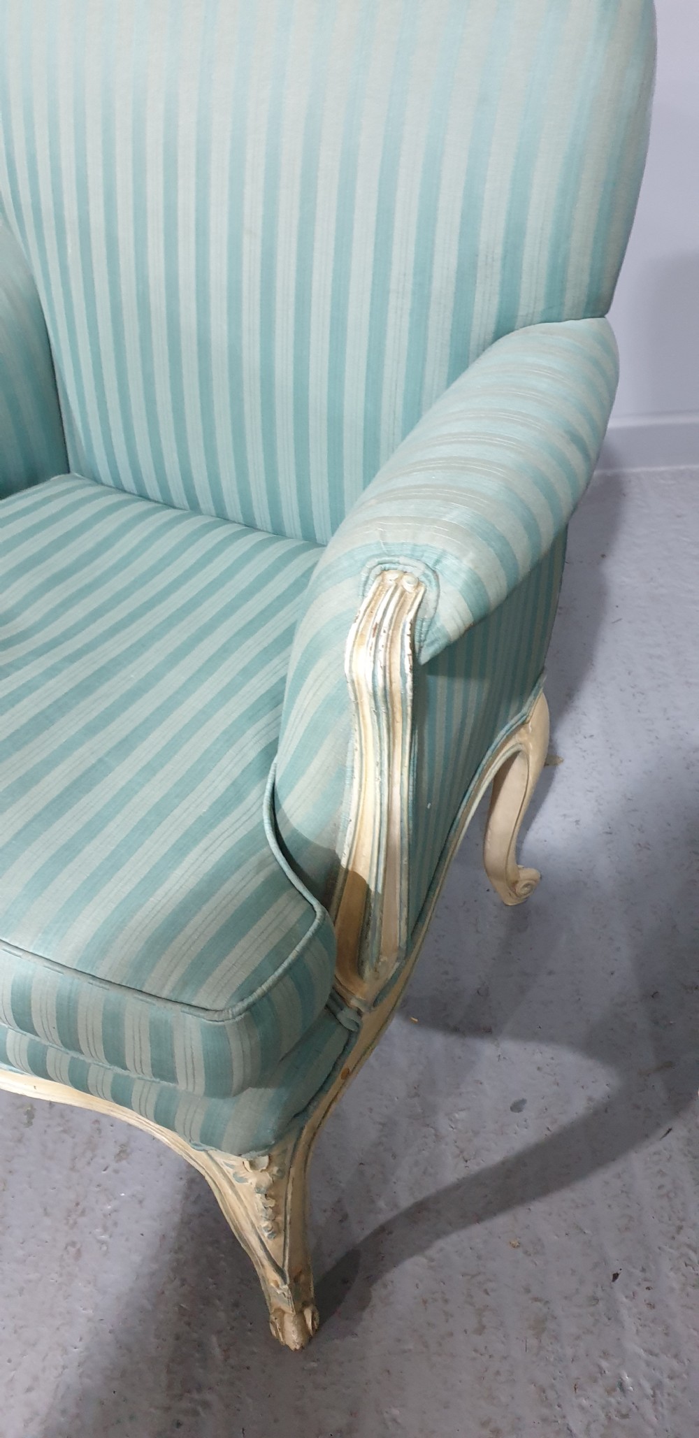 Pair French Painted Bergere Armchairs View VI