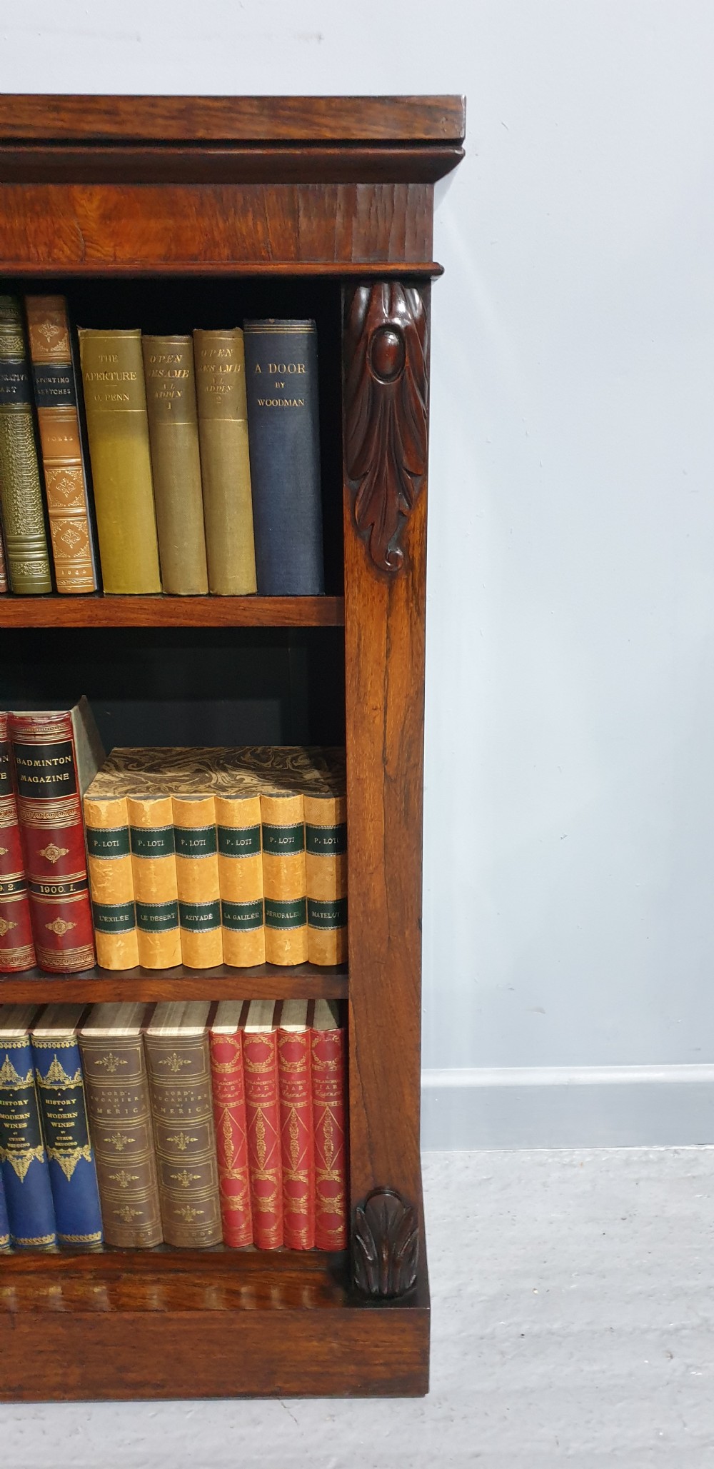 Fine Victorian Rosewood Open Adjustable Library Bookcase View IV