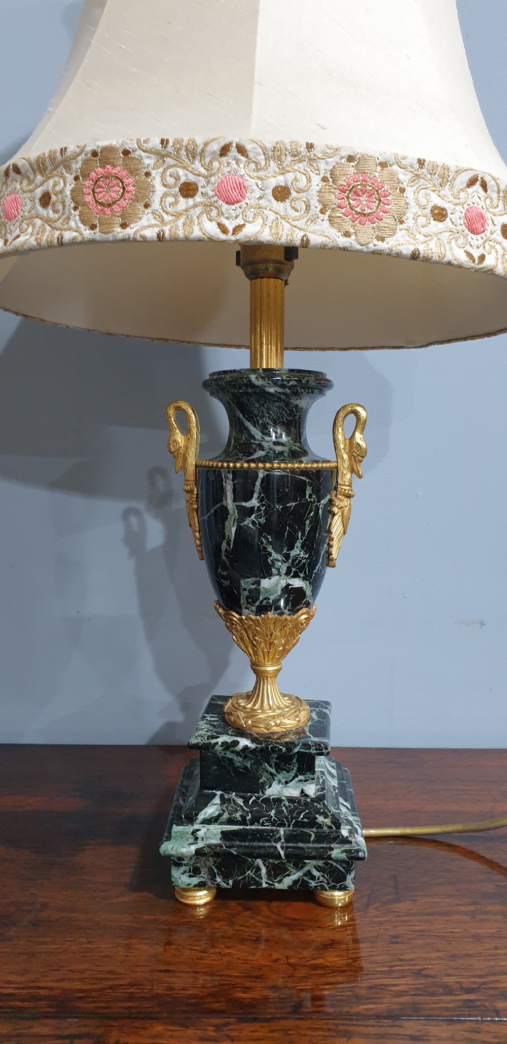 Pair Black Marble and Ormolu Table Lamps View II