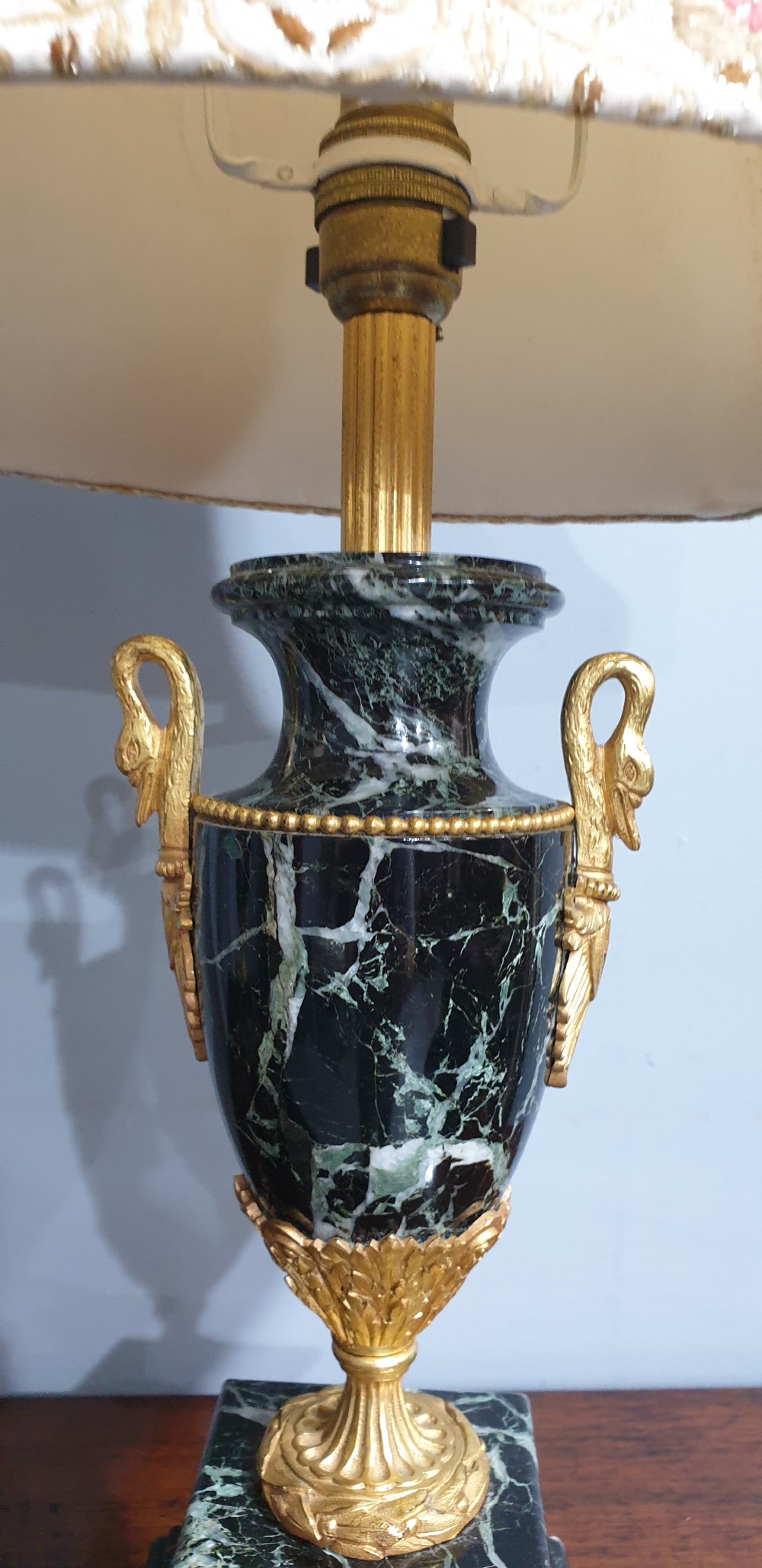 Pair Black Marble and Ormolu Table Lamps View III