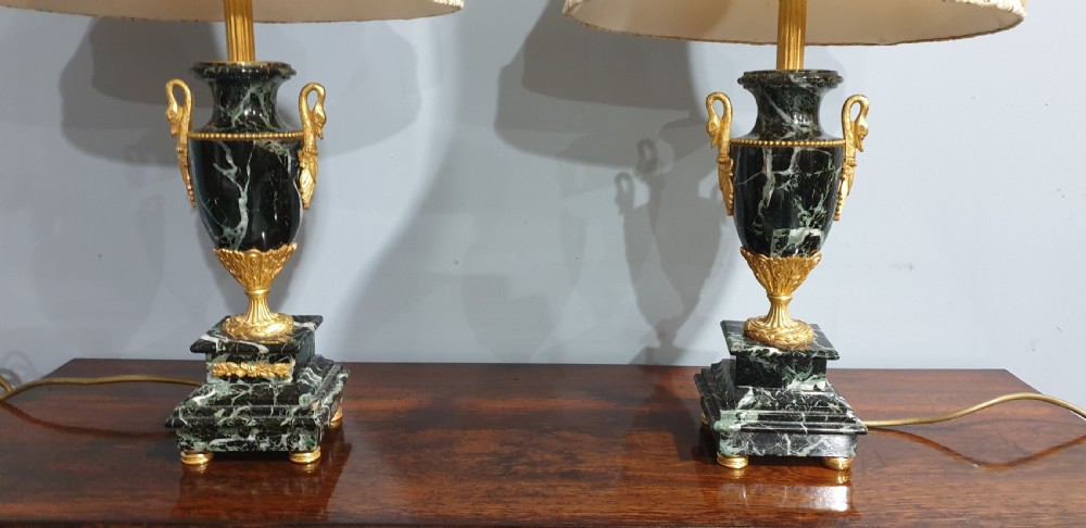 Pair Black Marble and Ormolu Table Lamps View VIII