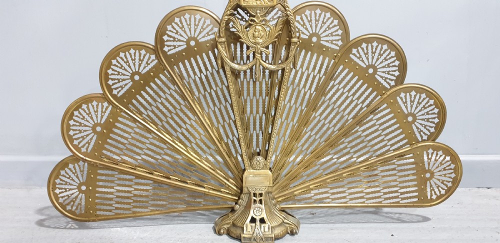 Excellent Brass Peacock Fire Screen View IV