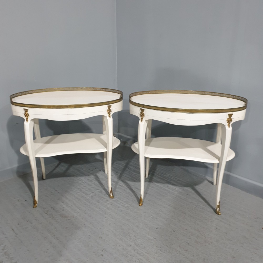 Pair French Painted and Gilt Mounted Tables