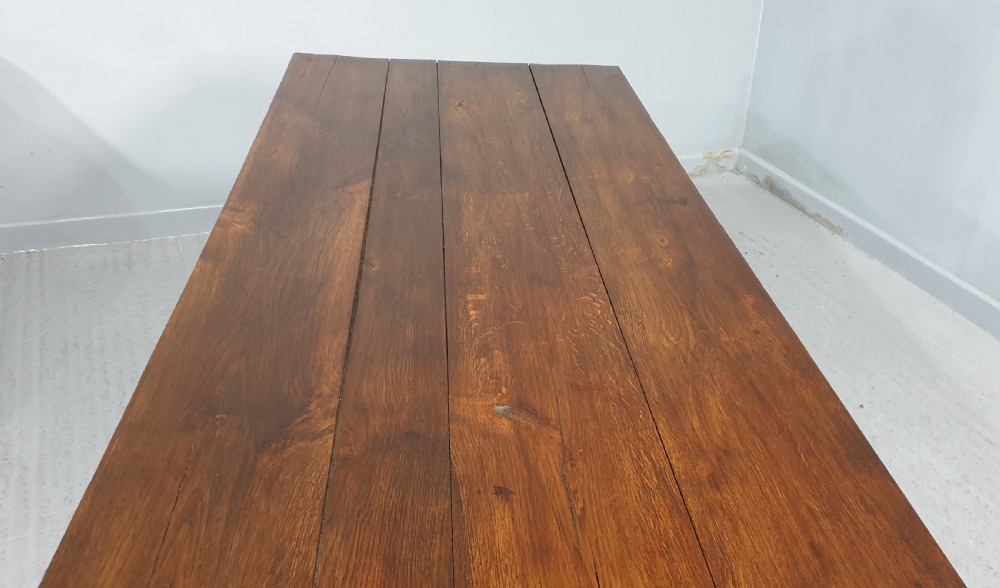 English Farmhouse Oak Refrectory Kitchen Dining Table View XII