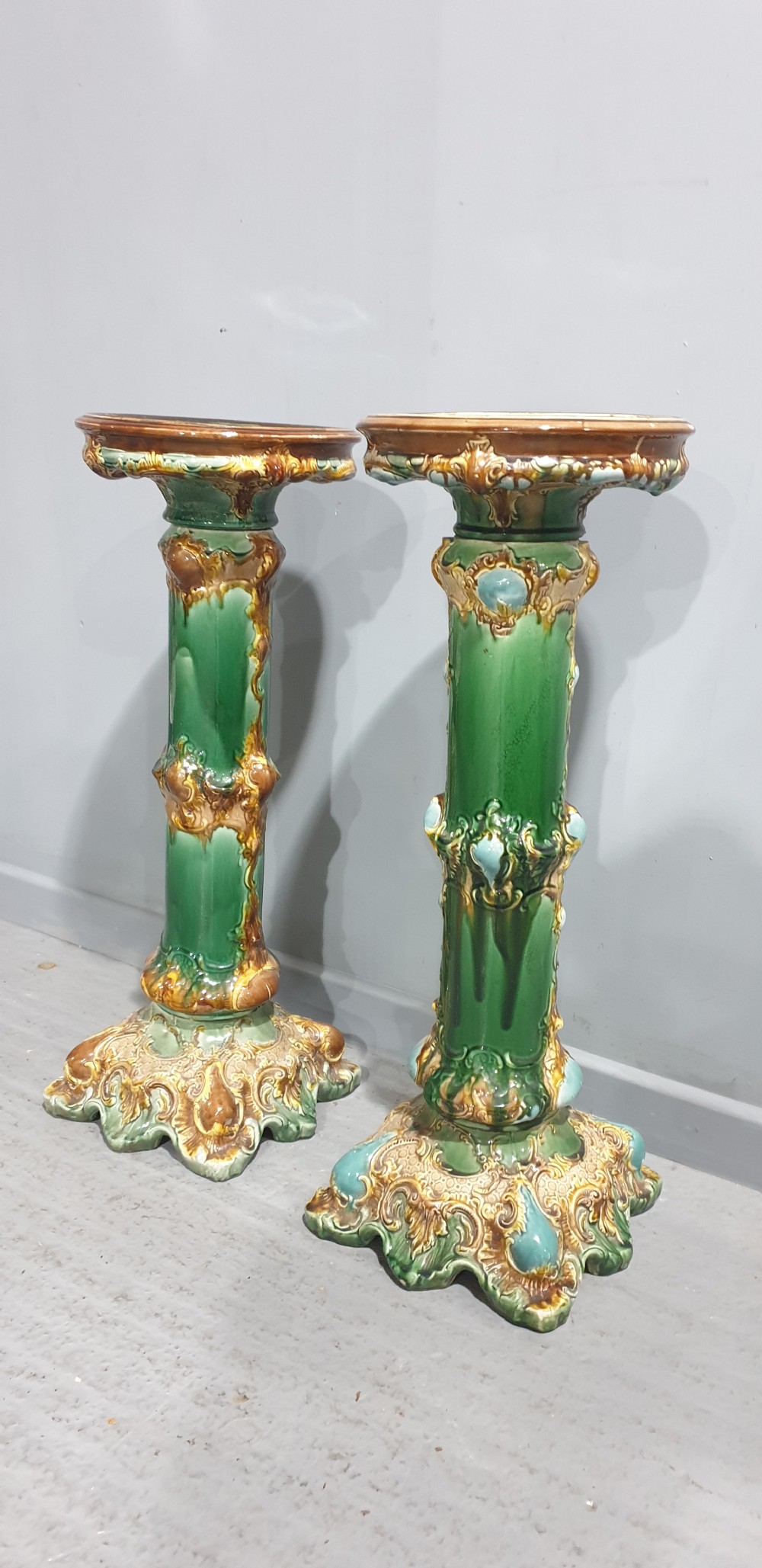 Pair Victorian Ceramic Pedestals View II