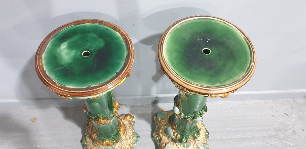Pair Victorian Ceramic Pedestals View III