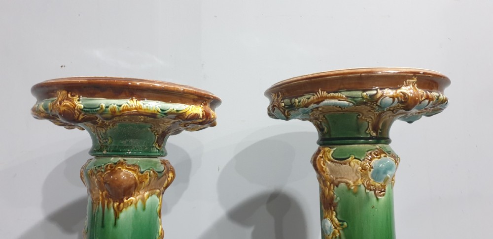 Pair Victorian Ceramic Pedestals View IV