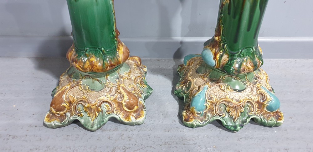Pair Victorian Ceramic Pedestals View V