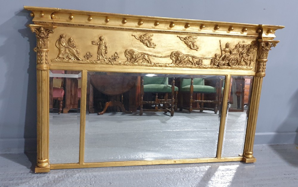 Superb English Regency Gilt Overmantle  Mirror View II