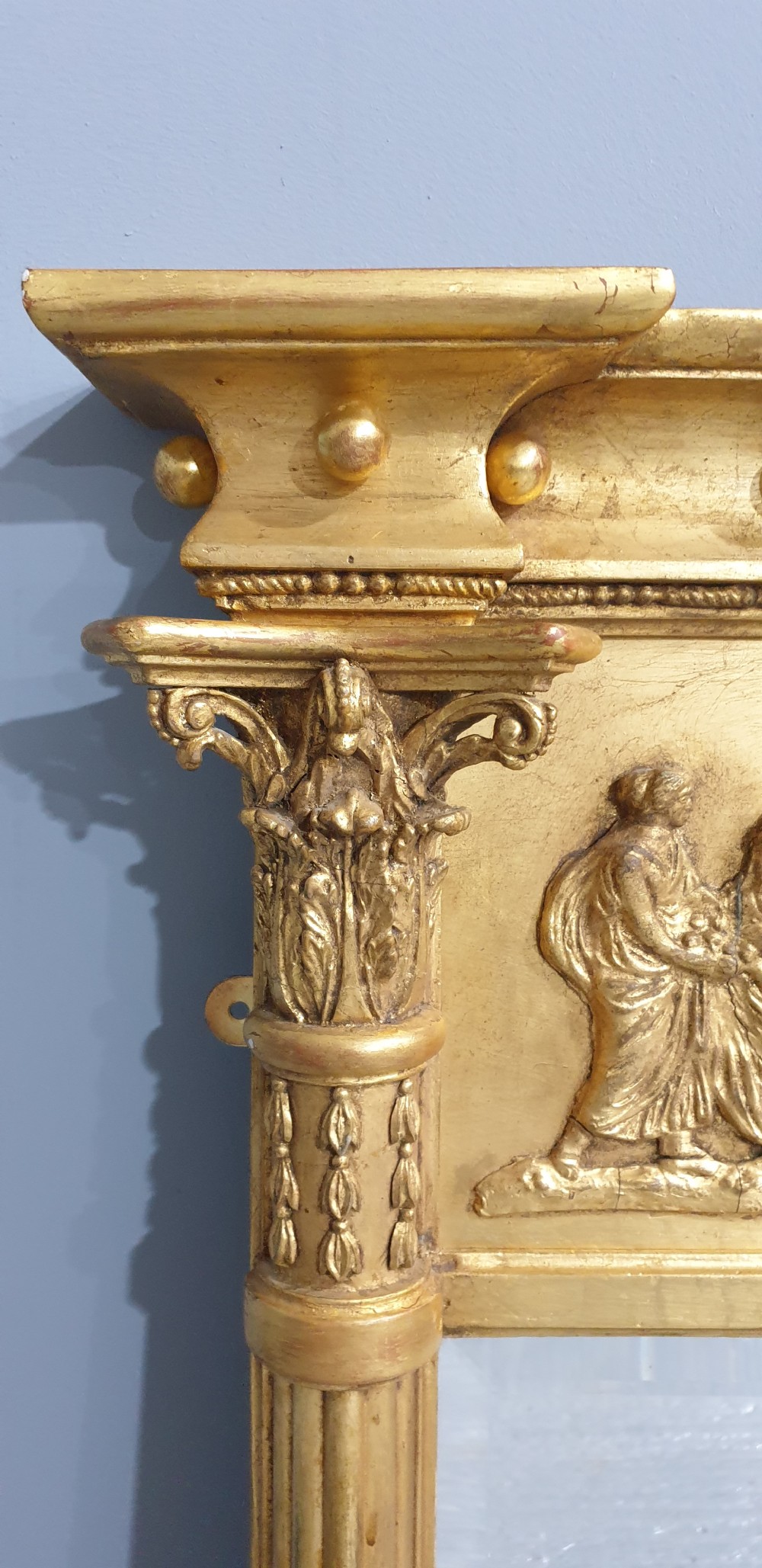 Superb English Regency Gilt Overmantle  Mirror View III