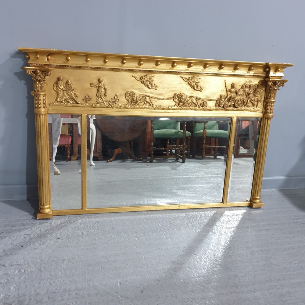 Superb English Regency Gilt Overmantle  Mirror