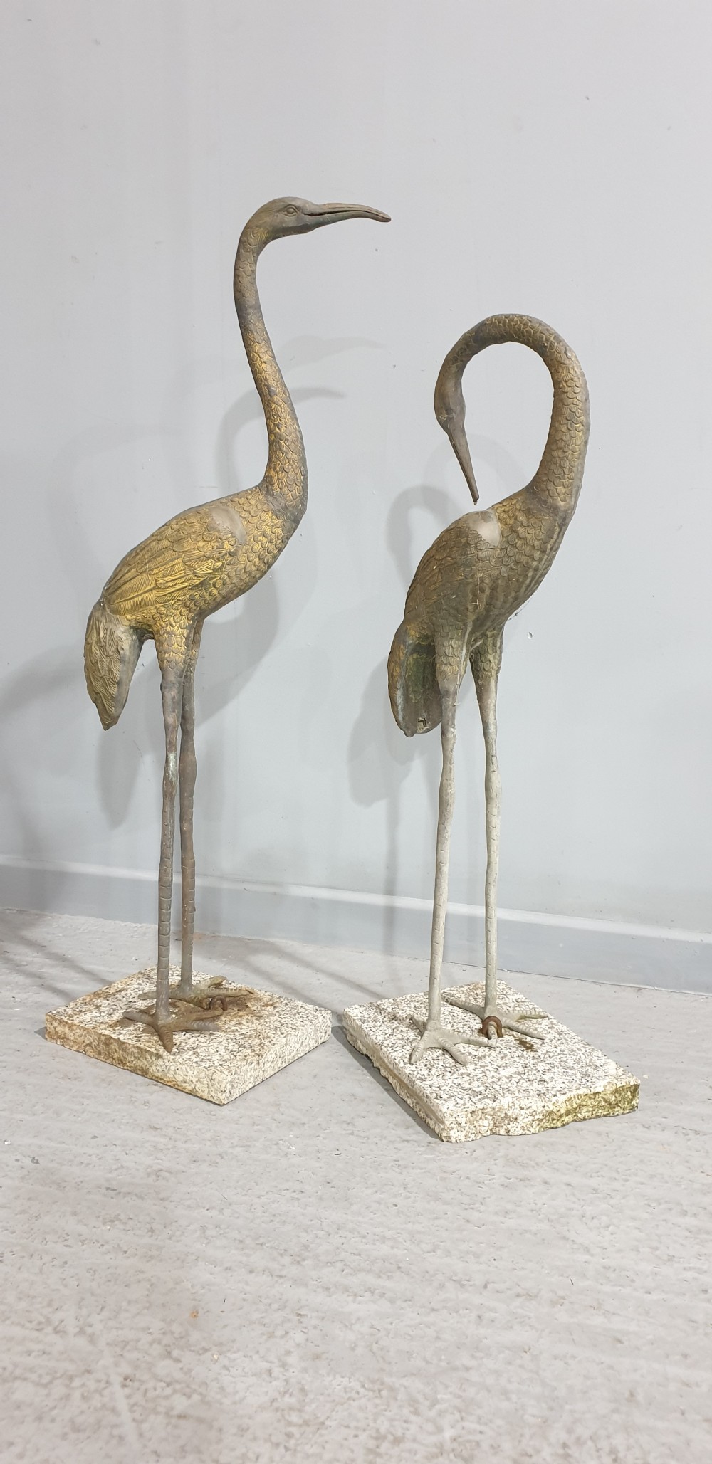 A Pair Of Metal Garden Japanese Cranes View II
