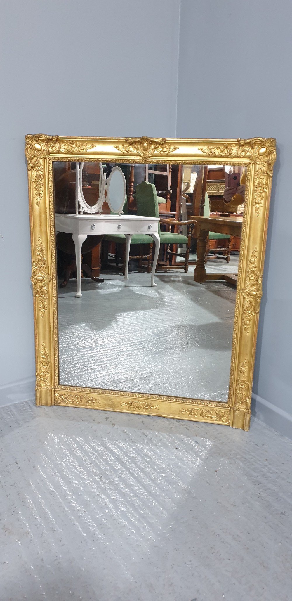 Super English Gilt Overmantle Mirror View II