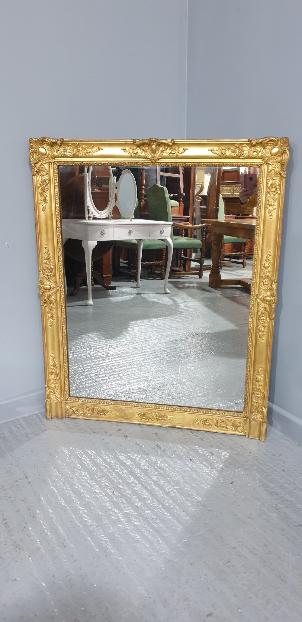 Super English Gilt Overmantle Mirror View IV
