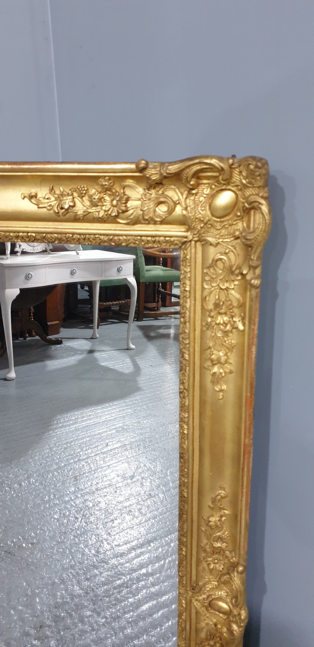 Super English Gilt Overmantle Mirror View V