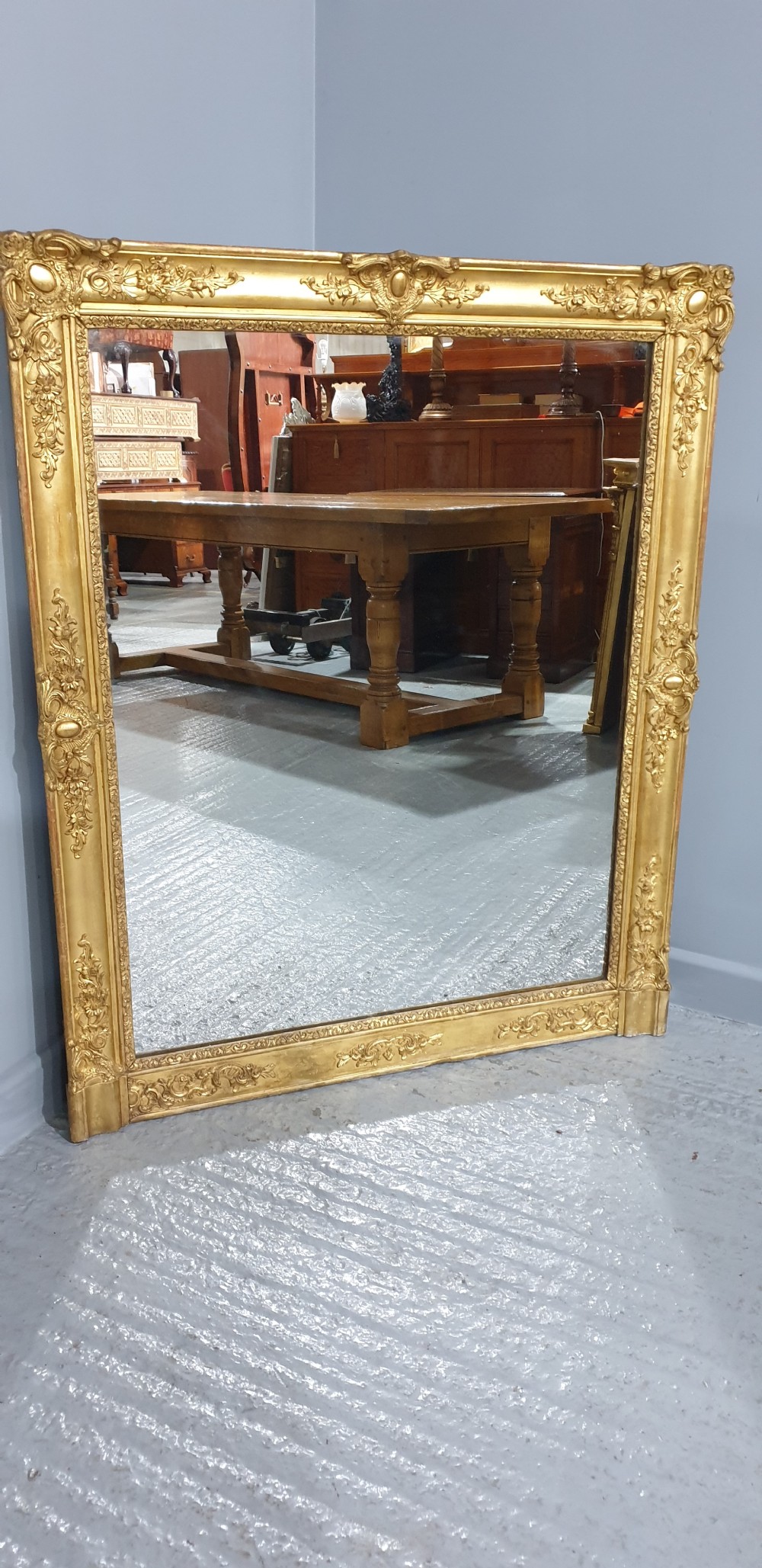 Super English Gilt Overmantle Mirror View VIII