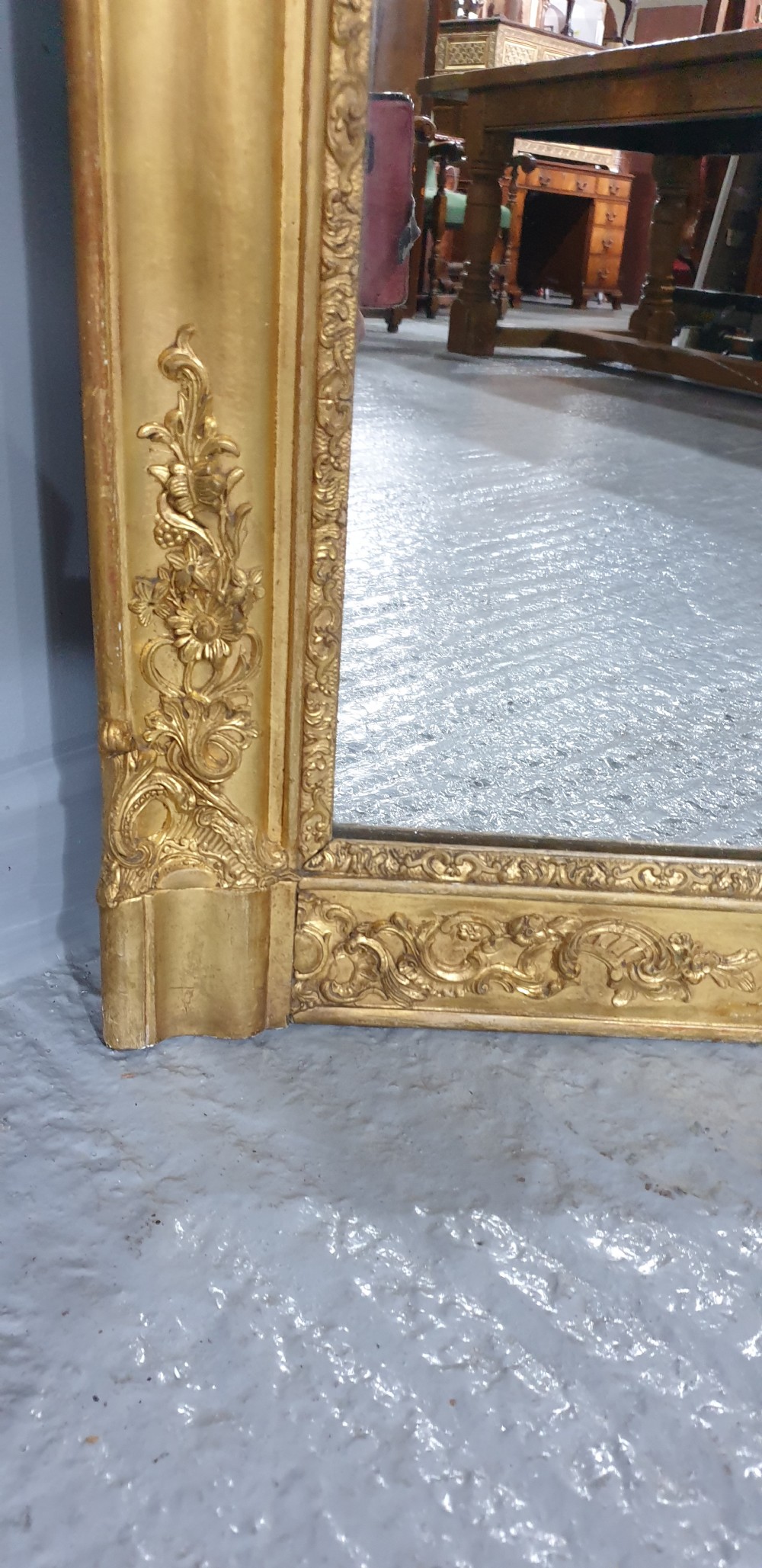 Super English Gilt Overmantle Mirror View XI