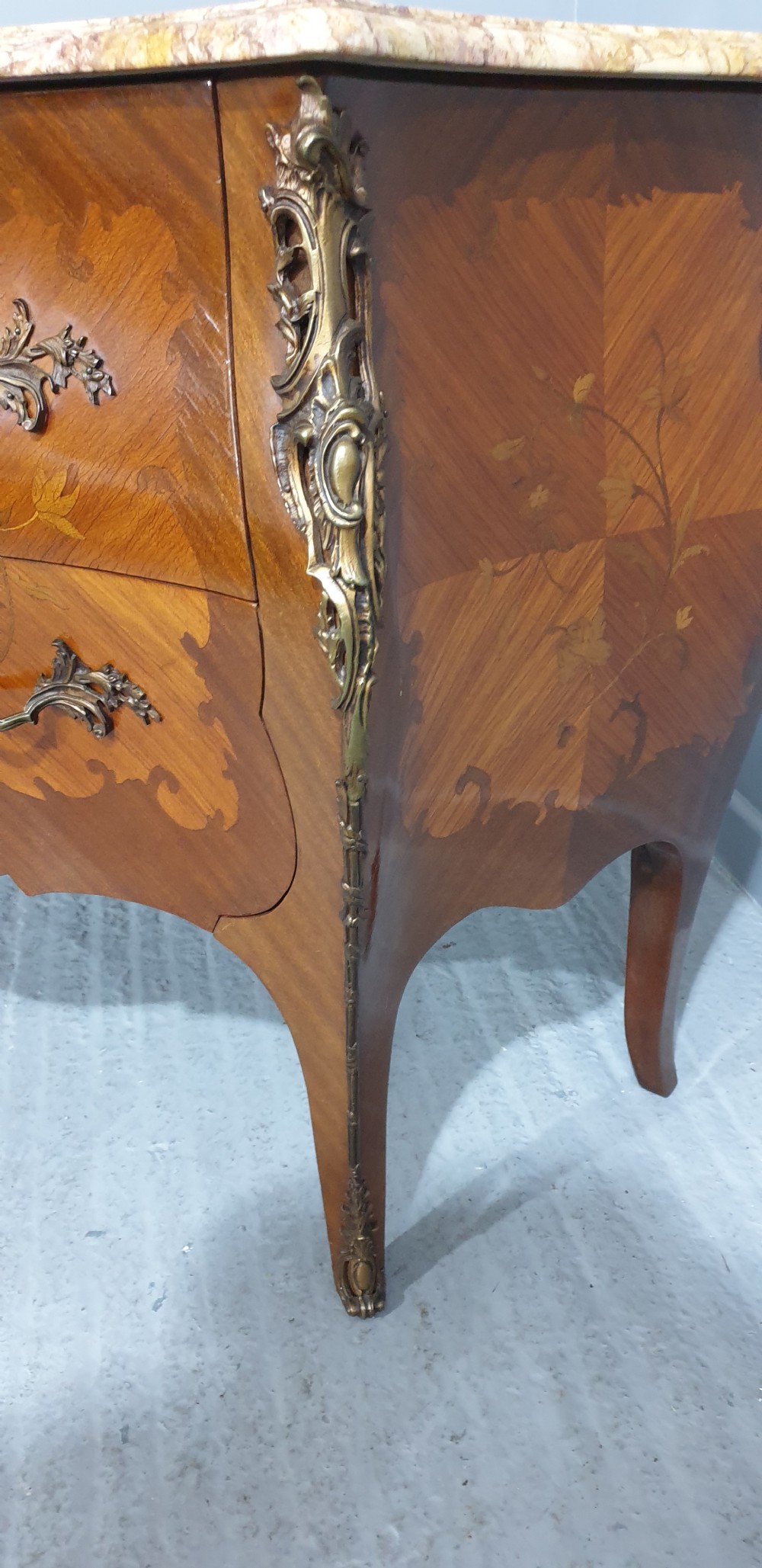 French Marquetry Commode Chest of Drawers View V