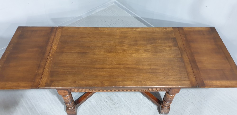 Superb Oak Refrectory Dining Table and Eight Chairs View V