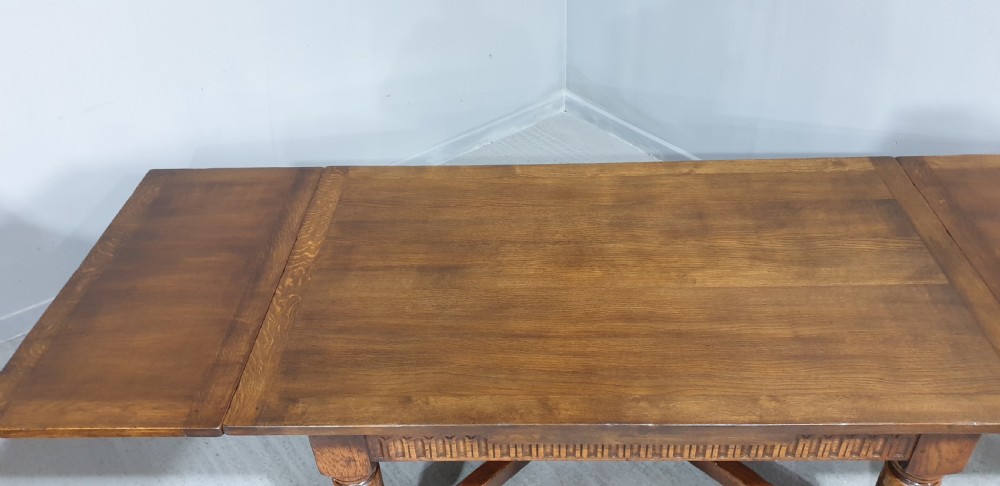 Superb Oak Refrectory Dining Table and Eight Chairs View VI