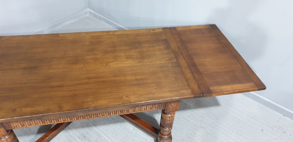 Superb Oak Refrectory Dining Table and Eight Chairs View VII