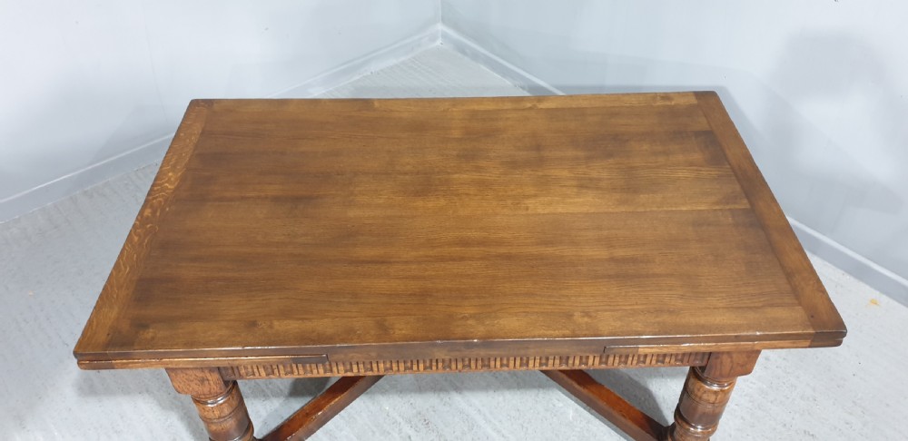 Superb Oak Refrectory Dining Table and Eight Chairs View VIII