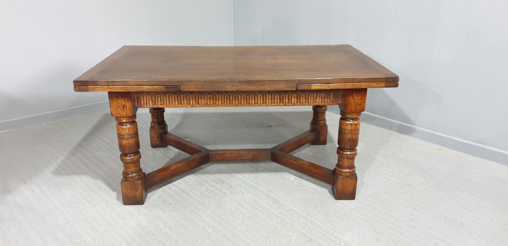 Superb Oak Refrectory Dining Table and Eight Chairs View IX