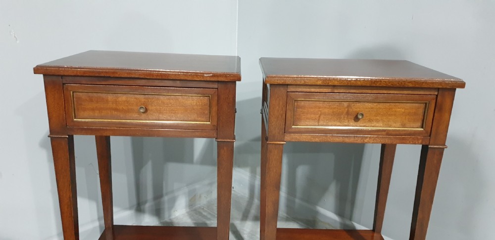 Pair French Mahogany Bedside Lamp Tables View III
