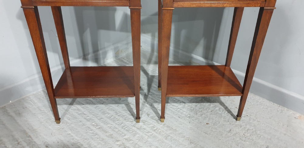 Pair French Mahogany Bedside Lamp Tables View V