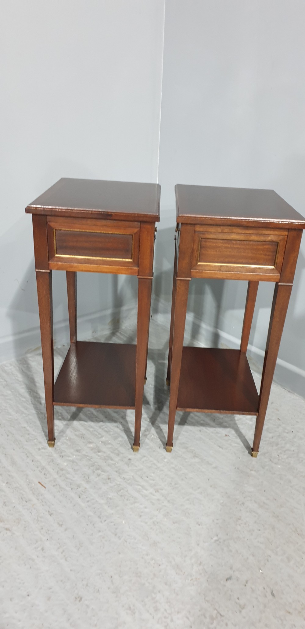 Pair French Mahogany Bedside Lamp Tables View VIII